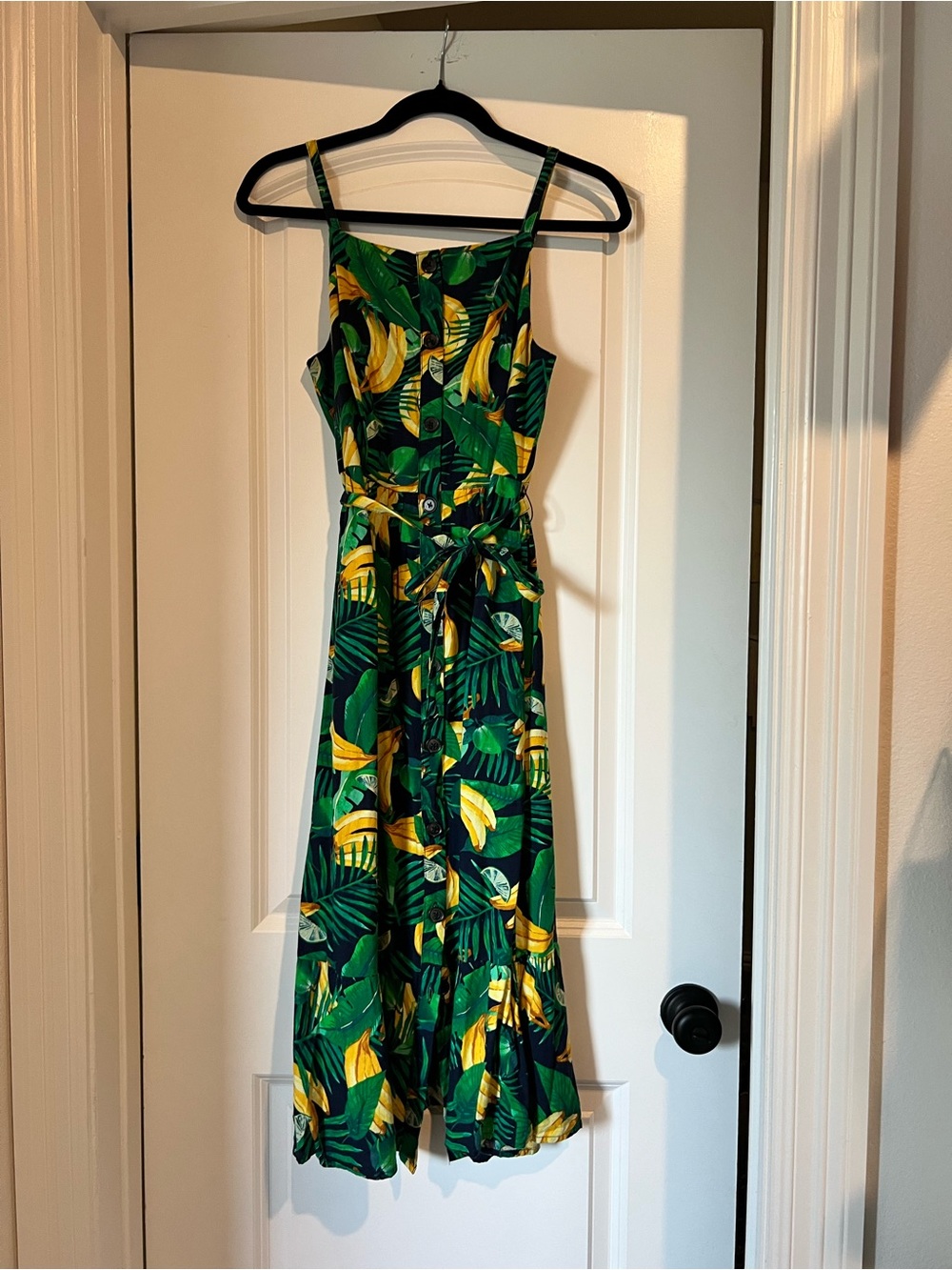 Old Navy Green & Yellow Tropical Midi Dress